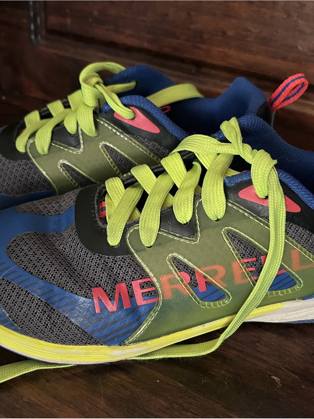 Merrell Youth Blue and Neon Green Athletic Shoes